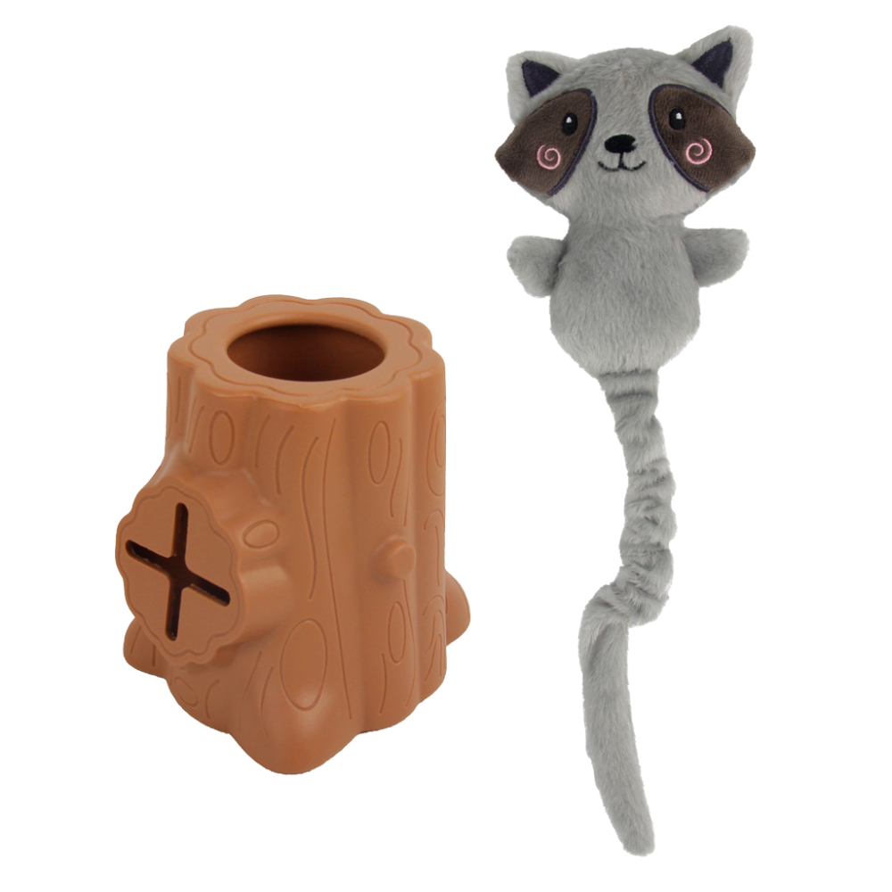 Friandises AFP dans les "V" Hiders - Cache-arbre Raton laveur, 9x9x22 cm