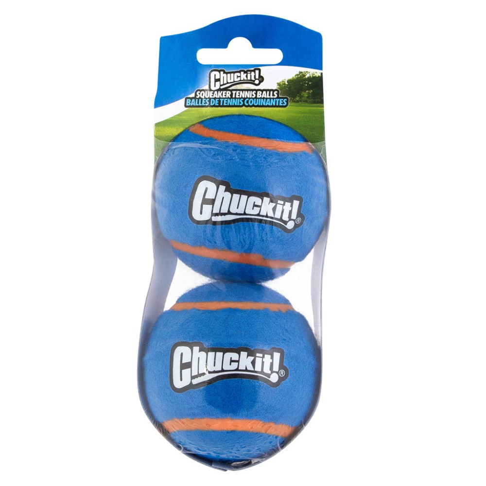 Chuckit! Balles de tennis Squeaker M (lot de 2) - Jouets sonores pour chien