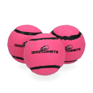 Lot de 3 balles de tennis pour chiens Dog Comets Starlight M Rose - Jouets à croquer et à rapporter