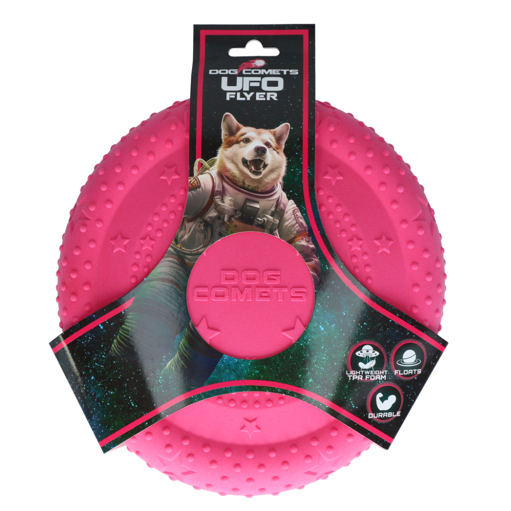 Jouet pour Chien Comète UFO Flyer Rose - Dimensions 27.4x23.7x5.2 cm