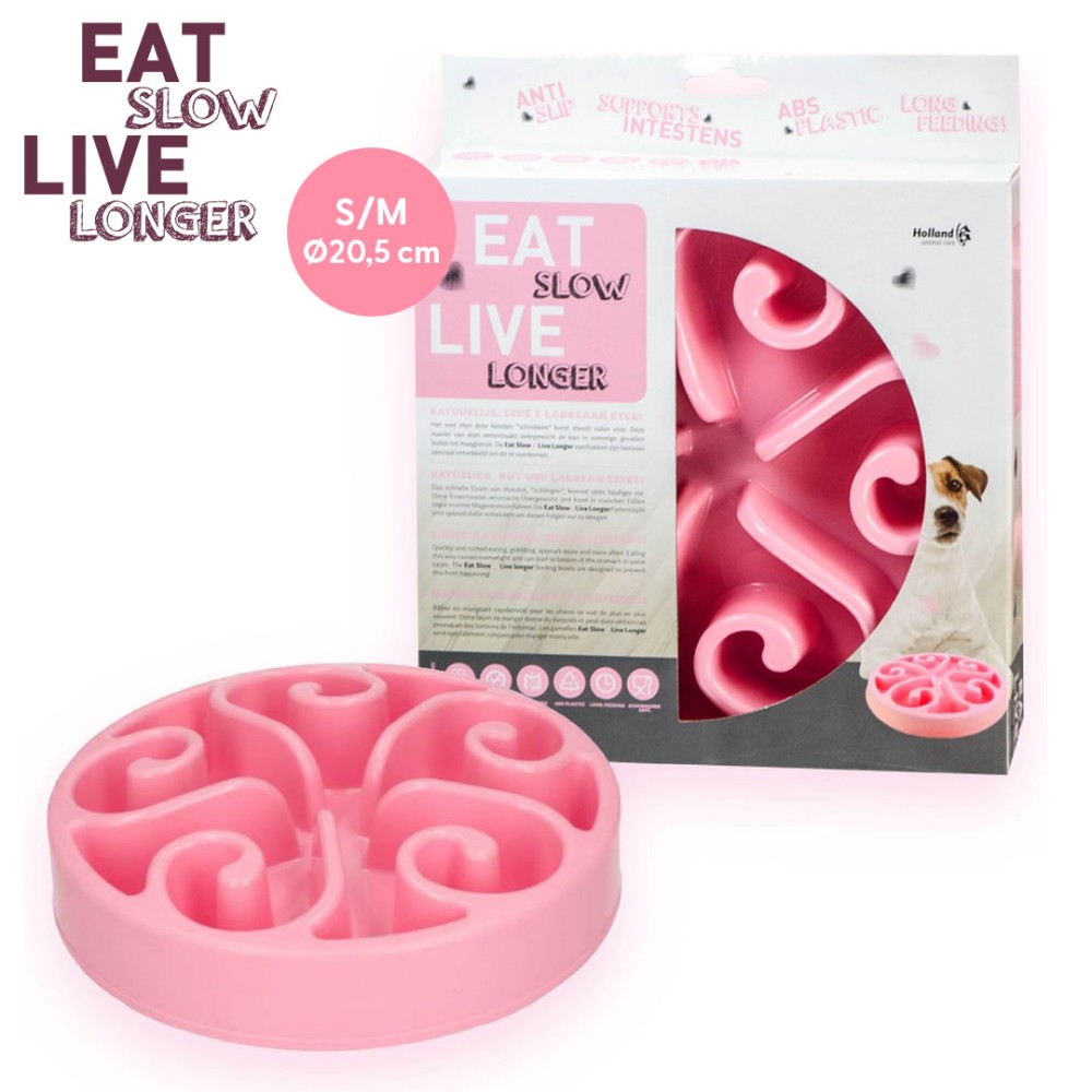 Gamelle pour chien Eat Slow Live Longer Original Rose S