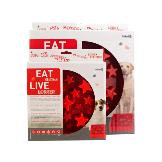 Mange Plus Lentement Vis Plus Longtemps Étoile Rouge S - Marque, Pays d'Origine, Contenance, Dimensions • CHIEN