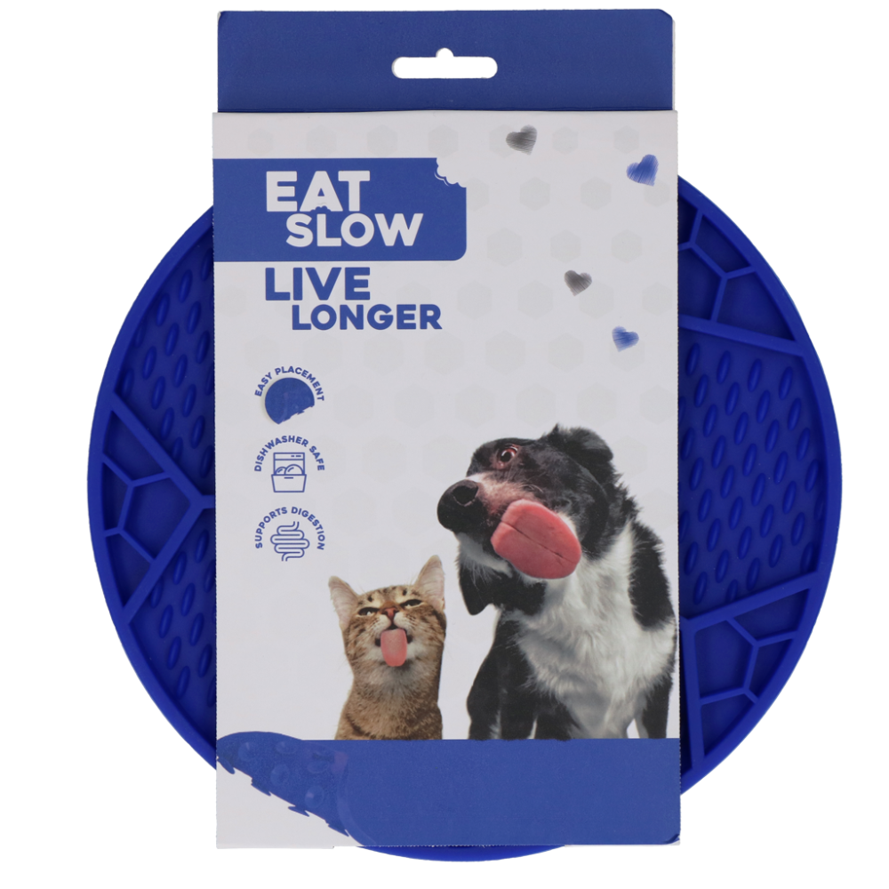 Tapis à Laper pour Chien Eat Slow Live Longer - Ballon de Foot Bleu