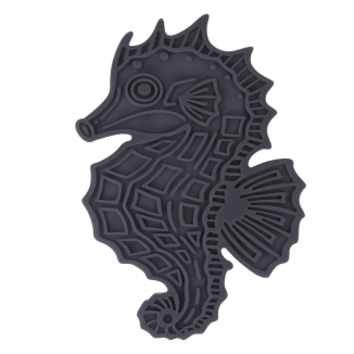 Tapis à Laper pour Chien Eat Slow Live Longer - Hippocampe Gris