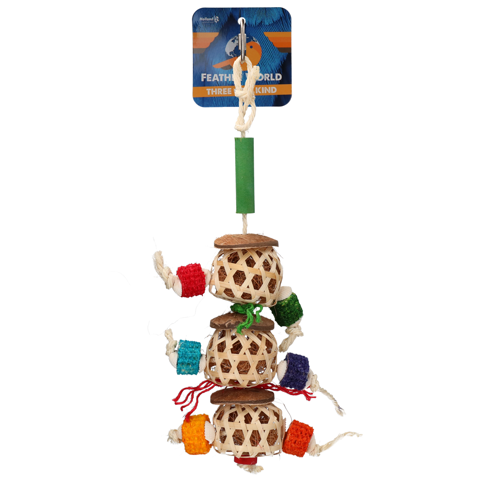 Monde de Plumes Triple Identique | Exquis Oiseau Décor | 23x15x7 cm