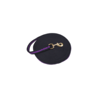 Fouet de longe luxe noir 8m avec mousqueton violet - Qualité supérieure