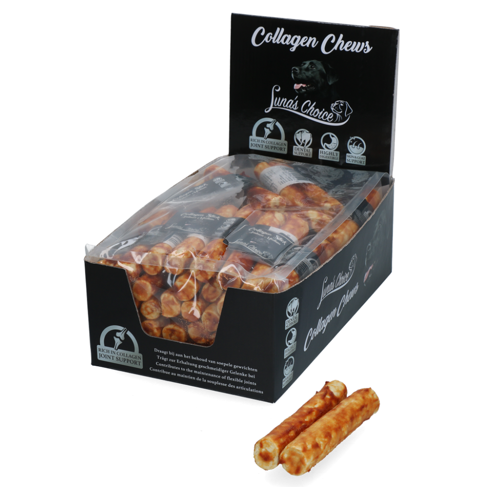 Croquez dans la vitalité avec les bâtonnets à mâcher au saumon Luna's Choice Collagen M