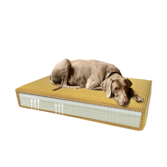 Coussin Orthopédique Madison Velours Jaune S pour Chien - Confort sur Mesure