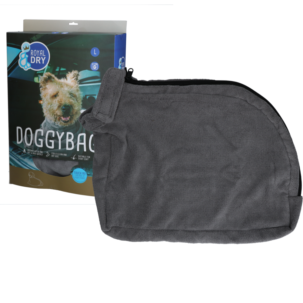 Sac de séchage Royal Dry Doggy Bag taille L - Absorption rapide pour chiens, dimensions 48.2x32.4x11.8 cm