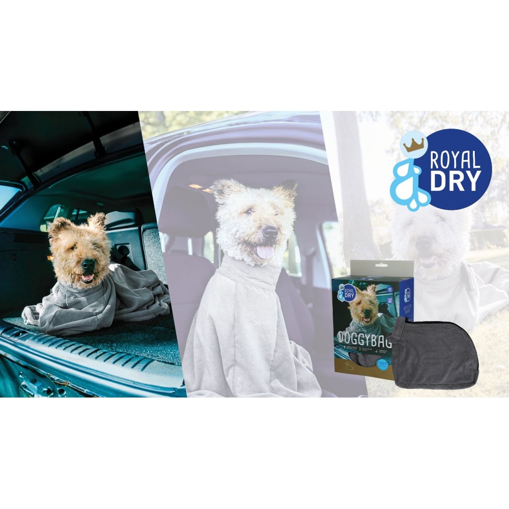 Sac de séchage Royal Dry Doggy Bag taille L - Absorption rapide pour chiens, dimensions 48.2x32.4x11.8 cm